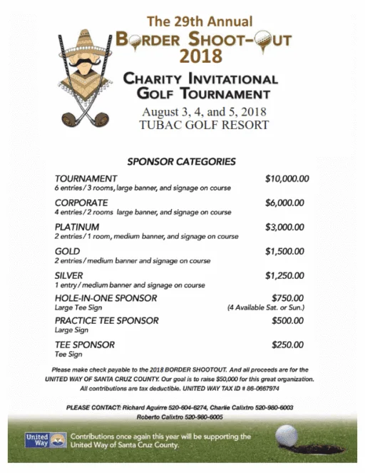 Border Shoot-Out 2018 sponsor categories flyer