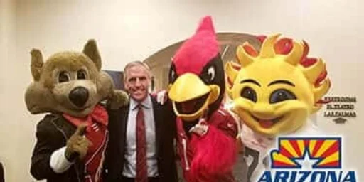 Arizona sports team mascots with a guest at the Arizona Sports Hall of Fame event
