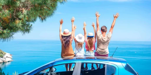 family traveling on weekend