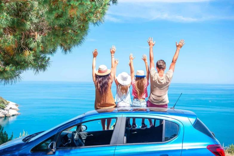 family traveling on weekend