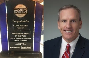 Cody Ritchie with his Executive Leader of the Year award
