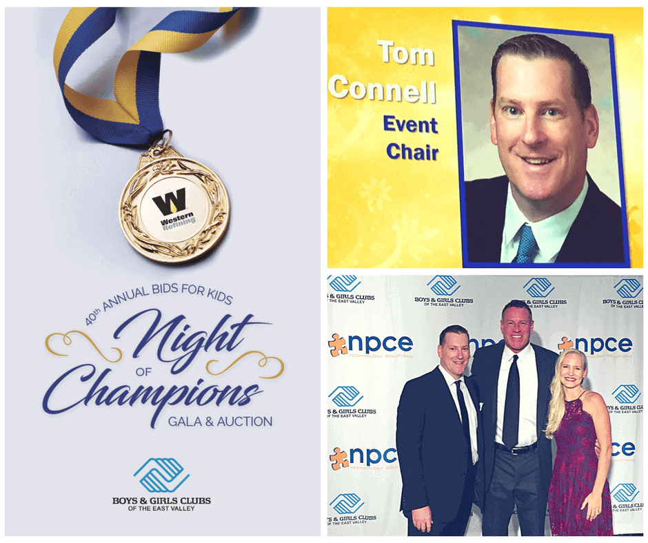 Night of Champions Gala & Auction collage featuring event chair Tom Connell