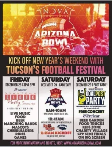 NOVA Home Loans Arizona Bowl weekend events flyer